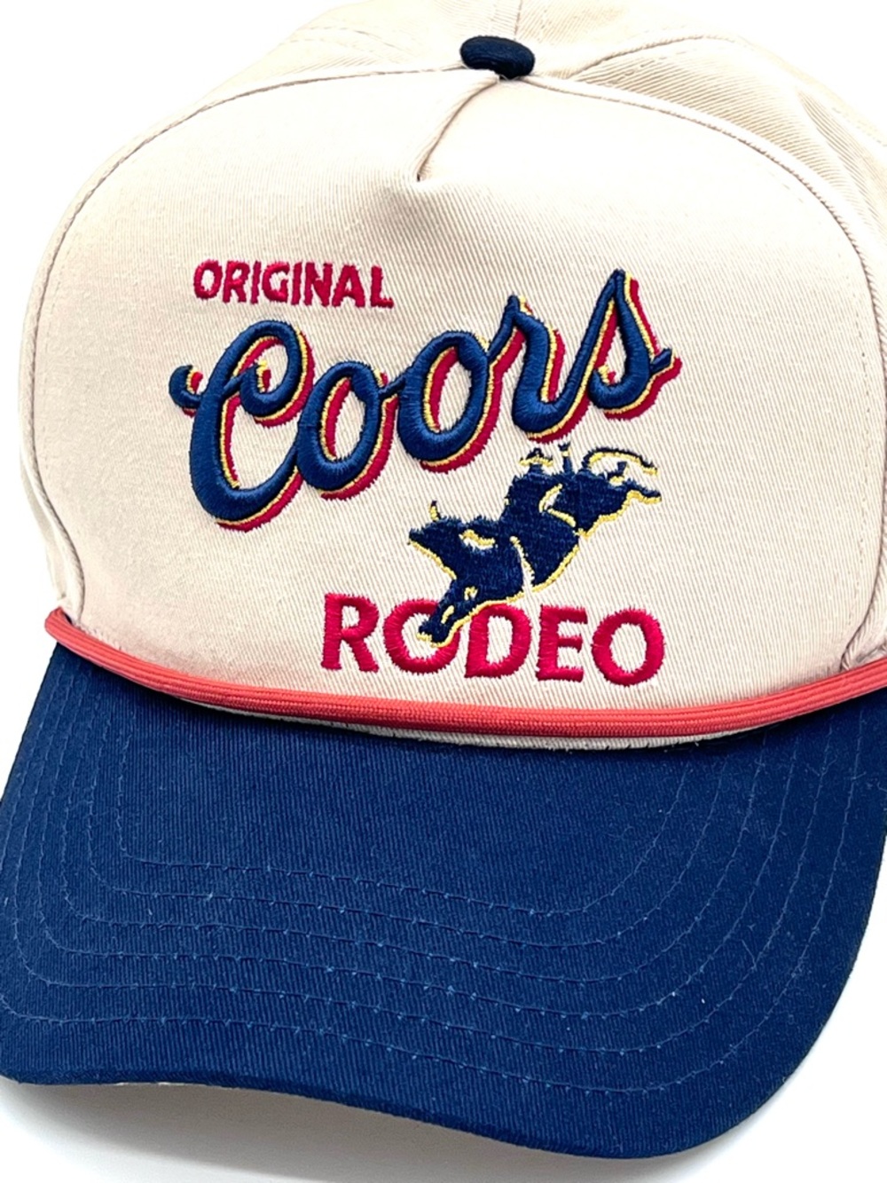Coors Original Rodeo Snapback Hat Vintage Style Tan Blue Cap EUC
